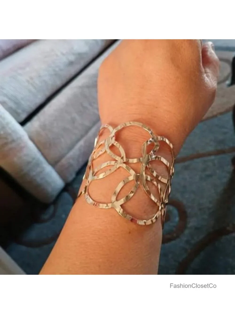 Minimalist Geometric Bangle Arm Cuff Open Wire Hammered Bangle Bracelet